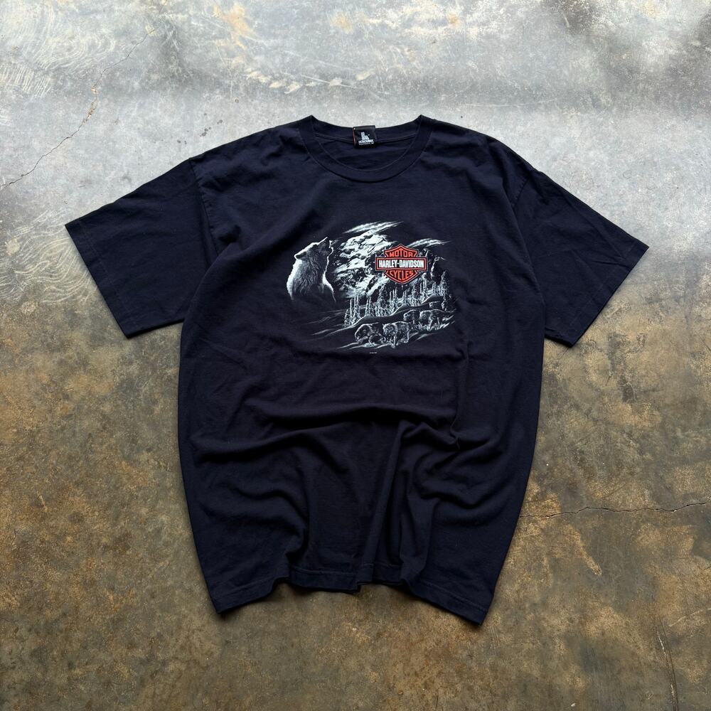 Vintage Black Harley Davidson Graphic T-shirt‎